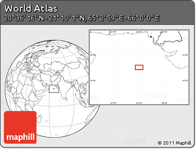 Blank Location Map of the Area around 20° 53' 8" N, 65° 31' 30" E