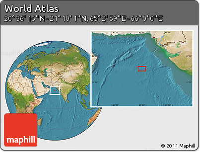 Satellite Location Map of the Area around 20° 53' 8" N, 65° 31' 30" E