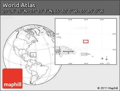 Blank Location Map of the Area around 20° 53' 8" N, 66° 13' 29" W