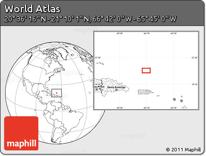 Blank Location Map of the Area around 20° 53' 8" N, 66° 13' 29" W