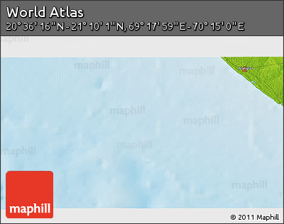Physical 3D Map of the Area around 20° 53' 8" N, 69° 46' 30" E
