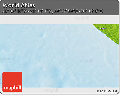 Physical 3D Map of the Area around 20° 53' 8" N, 69° 46' 30" E