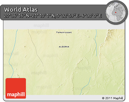 Physical 3D Map of the Area around 20° 53' 8" N, 6° 1' 30" E