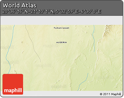 Physical 3D Map of the Area around 20° 53' 8" N, 6° 1' 30" E