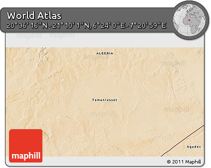 Satellite 3D Map of the Area around 20° 53' 8" N, 6° 52' 30" E