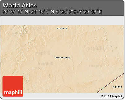 Satellite 3D Map of the Area around 20° 53' 8" N, 6° 52' 30" E