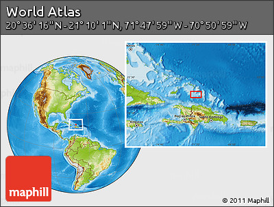 Physical Location Map of the Area around 20° 53' 8" N, 71° 19' 29" W