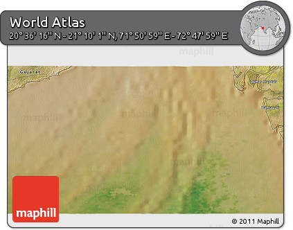 Satellite 3D Map of the Area around 20° 53' 8" N, 72° 19' 29" E