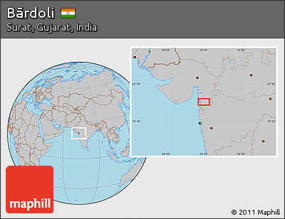 Bardoli In Gujarat Map Free Gray Location Map Of Bārdoli