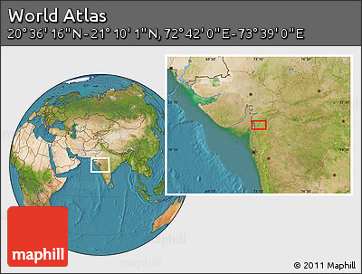 Satellite Location Map of the Area around 20° 53' 8" N, 73° 10' 30" E
