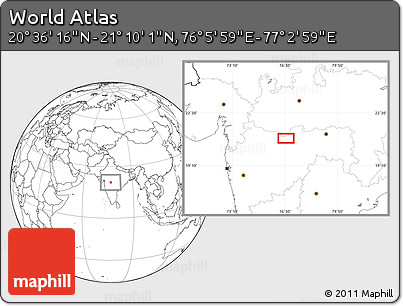 Blank Location Map of the Area around 20° 53' 8" N, 76° 34' 29" E