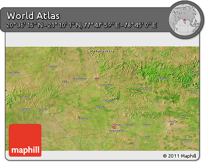 Satellite 3D Map of the Area around 20° 53' 8" N, 78° 16' 30" E
