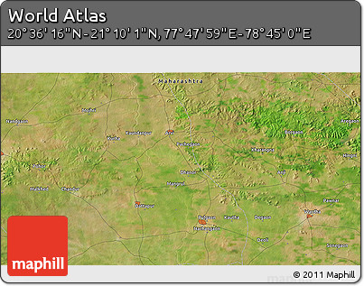 Satellite 3D Map of the Area around 20° 53' 8" N, 78° 16' 30" E