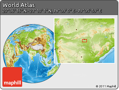 Physical Location Map of the Area around 20° 53' 8" N, 79° 7' 30" E