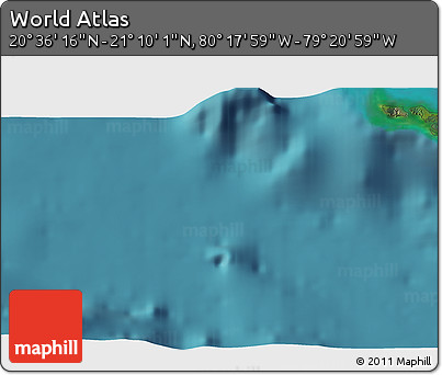 Satellite 3D Map of the Area around 20° 53' 8" N, 79° 49' 29" W