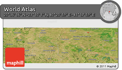 Satellite Panoramic Map of the Area around 20° 53' 8" N, 80° 49' 29" E