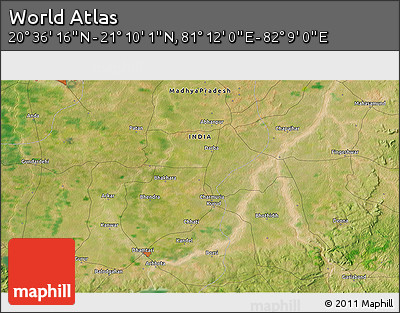 Satellite 3D Map of the Area around 20° 53' 8" N, 81° 40' 30" E