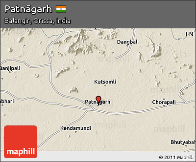 Shaded Relief 3D Map of Patnāgarh