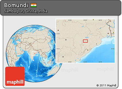 Shaded Relief Location Map of Bomundi