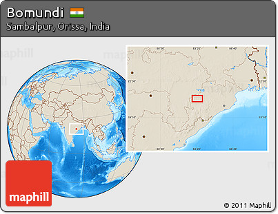 Shaded Relief Location Map of Bomundi