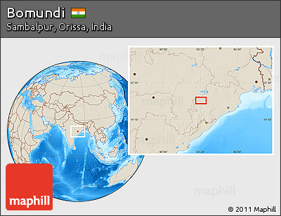 Shaded Relief Location Map of Bomundi