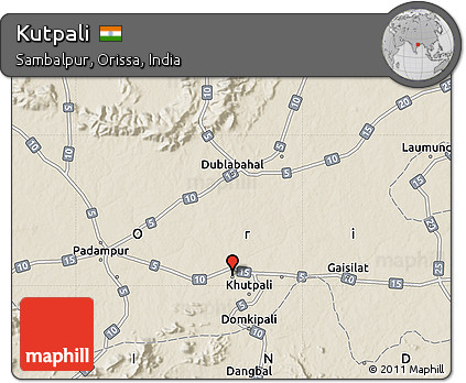 Shaded Relief Map of Kutpali