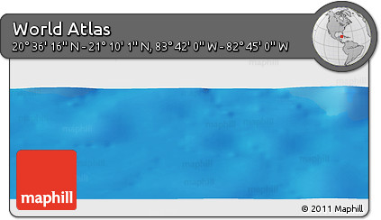 Shaded Relief Panoramic Map of the Area around 20° 53' 8" N, 83° 13' 29" W