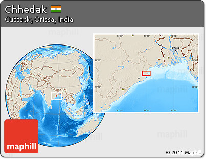 Shaded Relief Location Map of Chhedak
