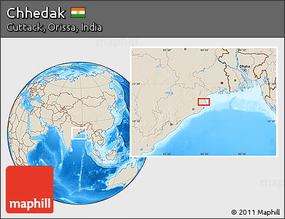 Shaded Relief Location Map of Chhedak