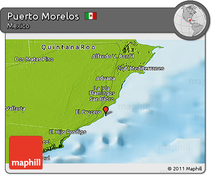 Physical Panoramic Map of Puerto Morelos