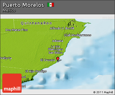 Physical Panoramic Map of Puerto Morelos