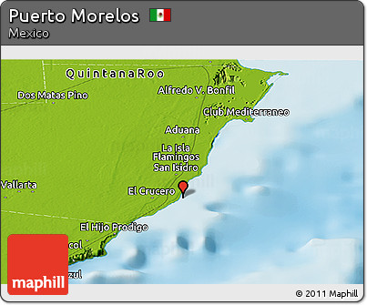 Physical Panoramic Map of Puerto Morelos