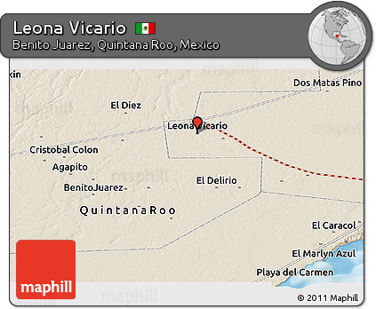 Shaded Relief Panoramic Map of Leona Vicario