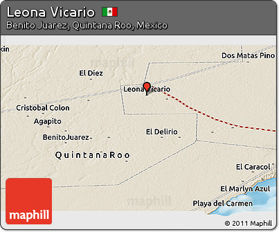 Shaded Relief Panoramic Map of Leona Vicario