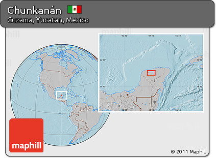 Gray Location Map of Chunkanán, hill shading
