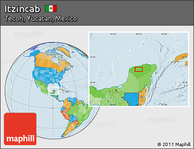 Political Location Map of Itzincab