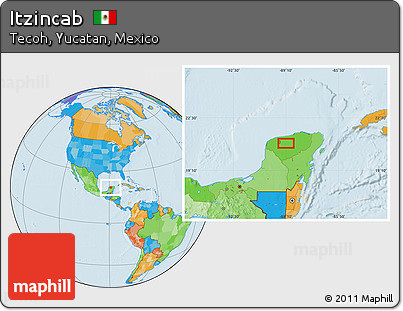 Political Location Map of Itzincab