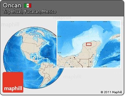 Shaded Relief Location Map of Oncan