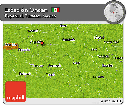 Physical Panoramic Map of Estación Oncan