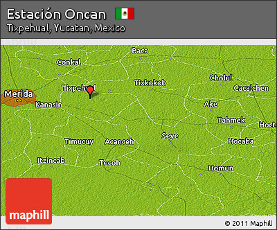 Physical Panoramic Map of Estación Oncan