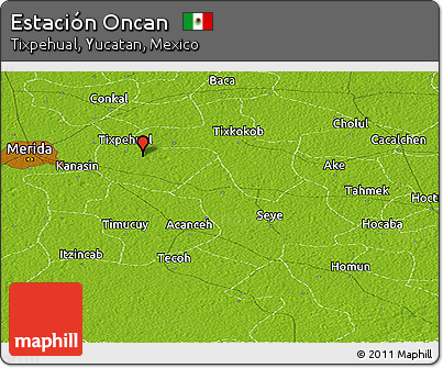 Physical Panoramic Map of Estación Oncan
