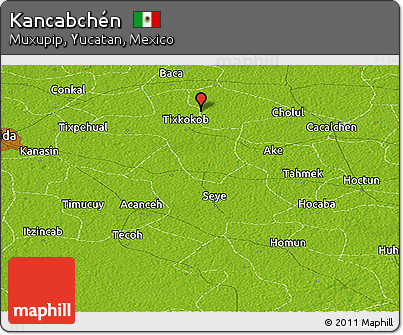 Physical Panoramic Map of Kancabchén