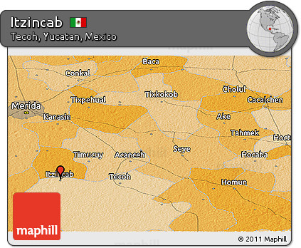 Political Panoramic Map of Itzincab