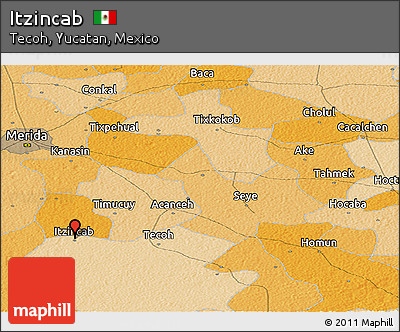 Political Panoramic Map of Itzincab