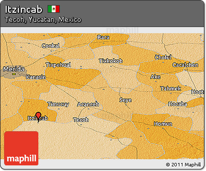 Political Panoramic Map of Itzincab