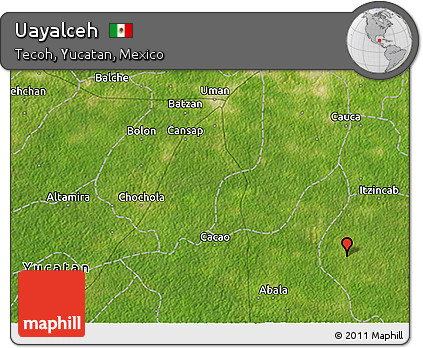 Satellite 3D Map of Uayalceh