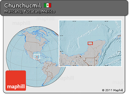 Gray Location Map of Chunchucmil, hill shading