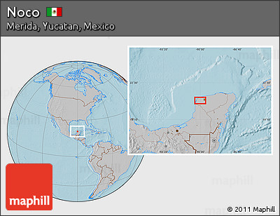 Gray Location Map of Noco, hill shading