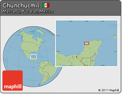 Savanna Style Location Map of Chunchucmil