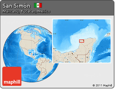 Shaded Relief Location Map of San Simón